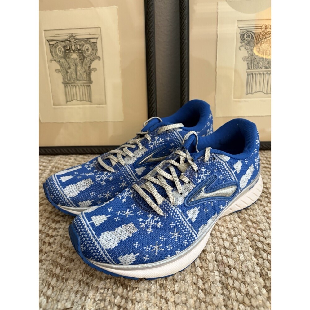 Brooks Revel 3 Run Merry Ugly Sweater Christmas Women’s Running Shoes Blue 8B